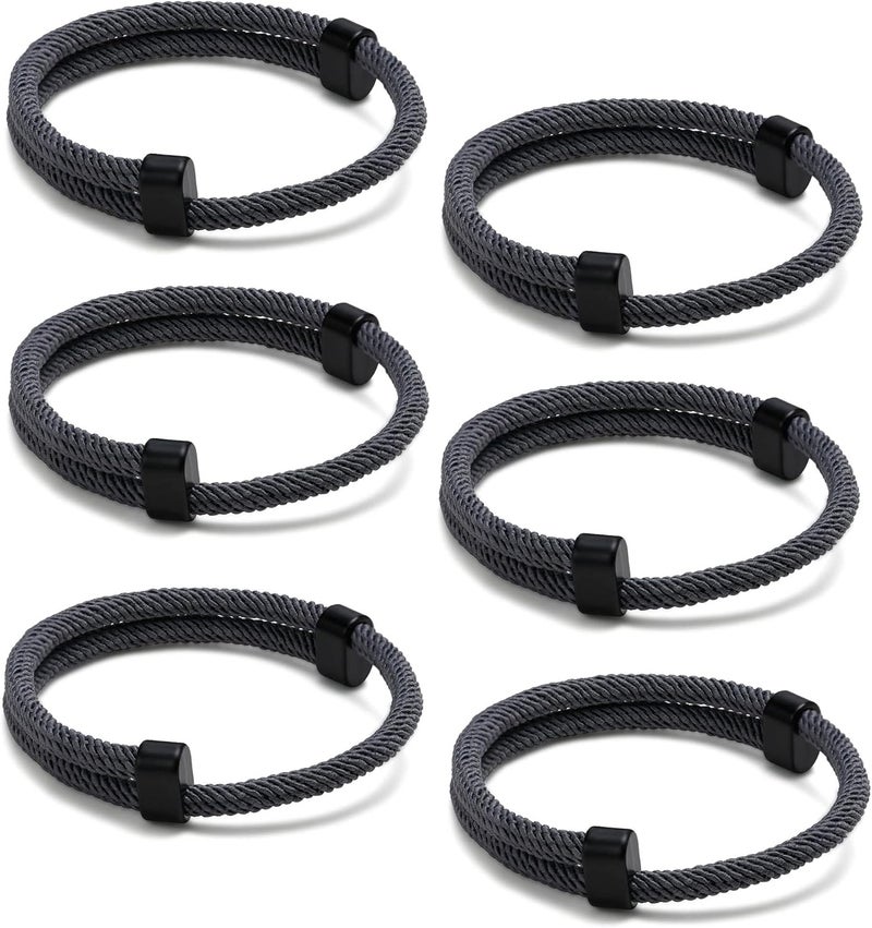 TempBeau Store Nautical Braided Rope Bracelets Set - 6 Pcs Adjustable Braided Cord Bracelet, Handmade Navy Marine String Bracelet with Metal Knot, Men Women Braided Bracelets Gifts - Image 1